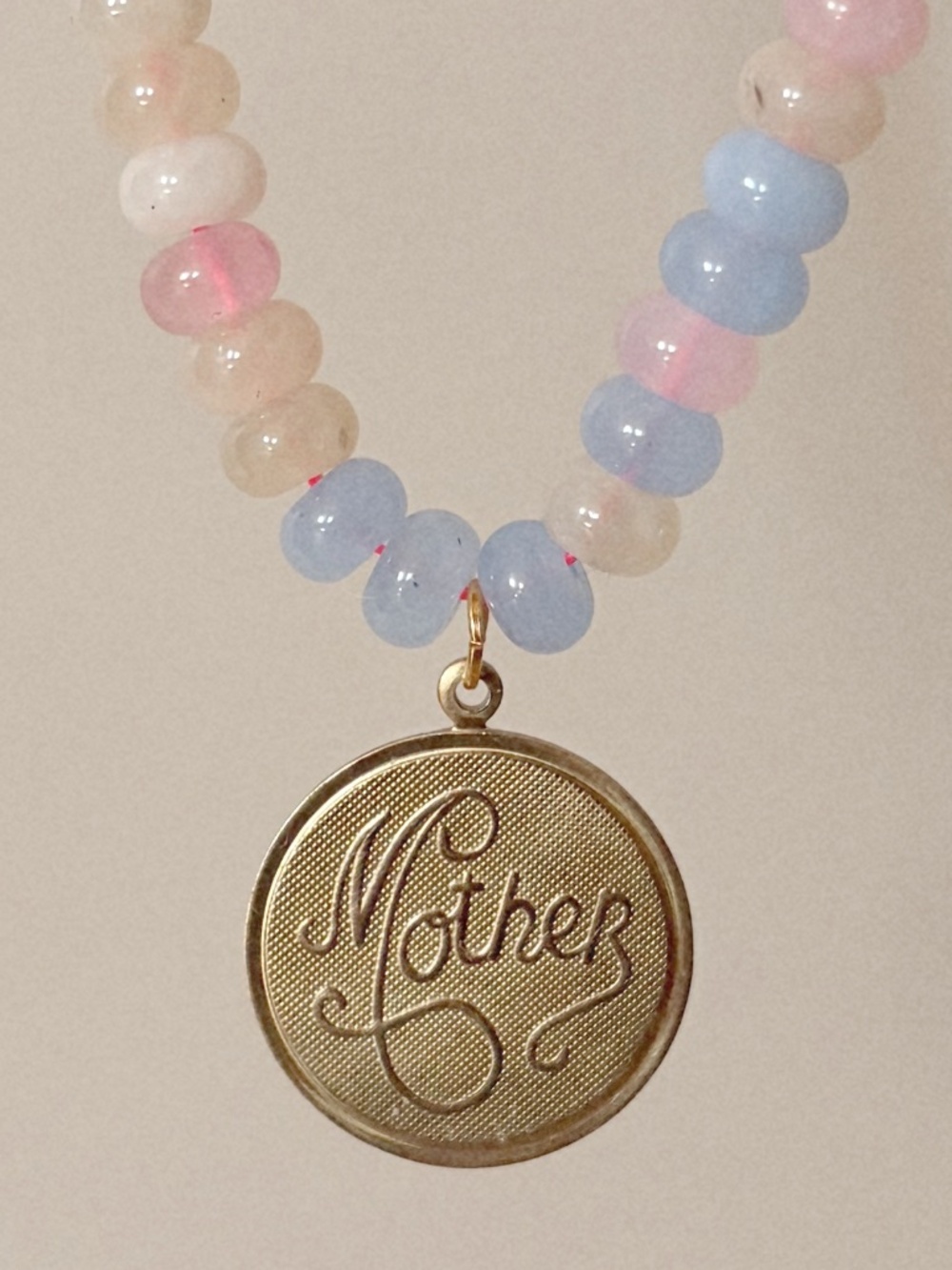 Mother Charm Pastel Beaded Necklace